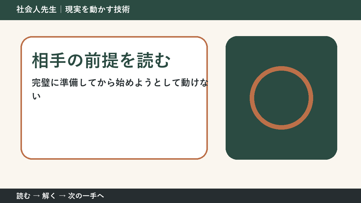 完璧に準備してから始めようとして動けないときの見方を変える｜相手の前提を読むで判断基準を取り戻す
