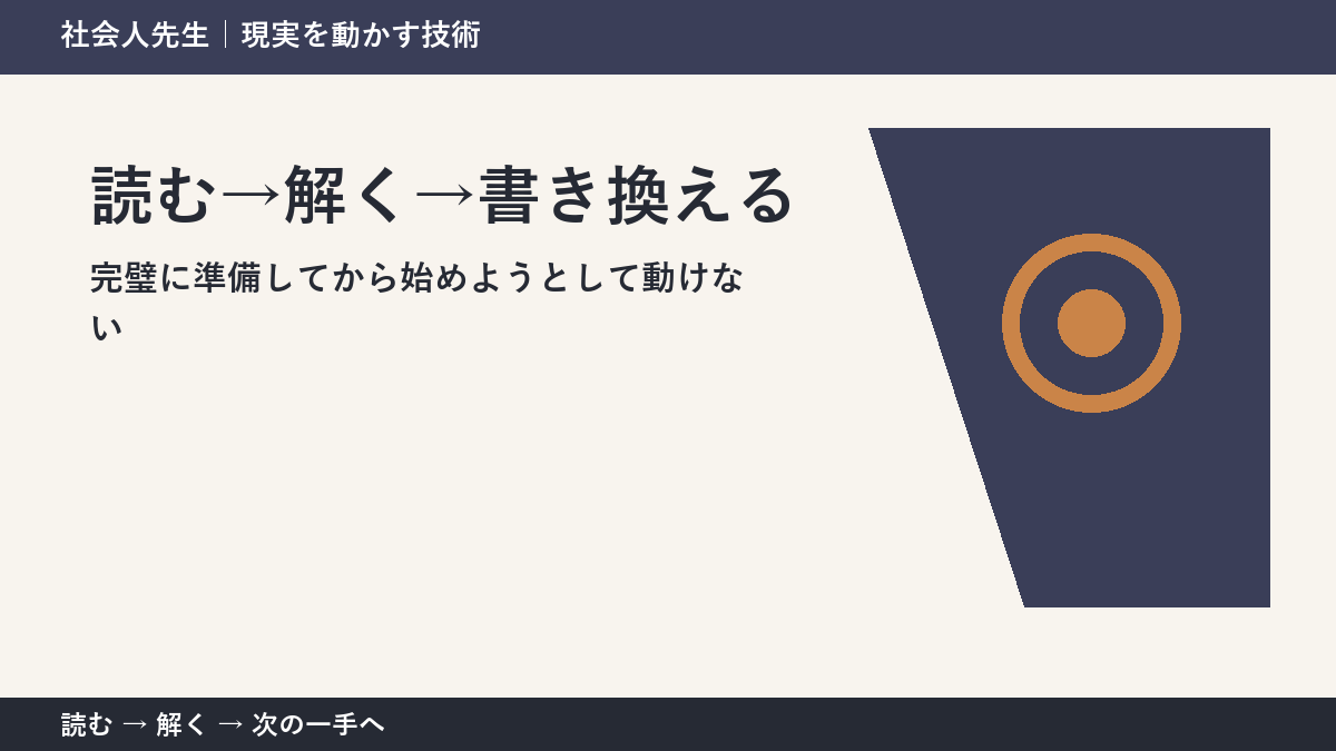 完璧に準備してから始めようとして動けない。その前に一つだけ読む｜読む→解く→書き換えるで判断を軽くする