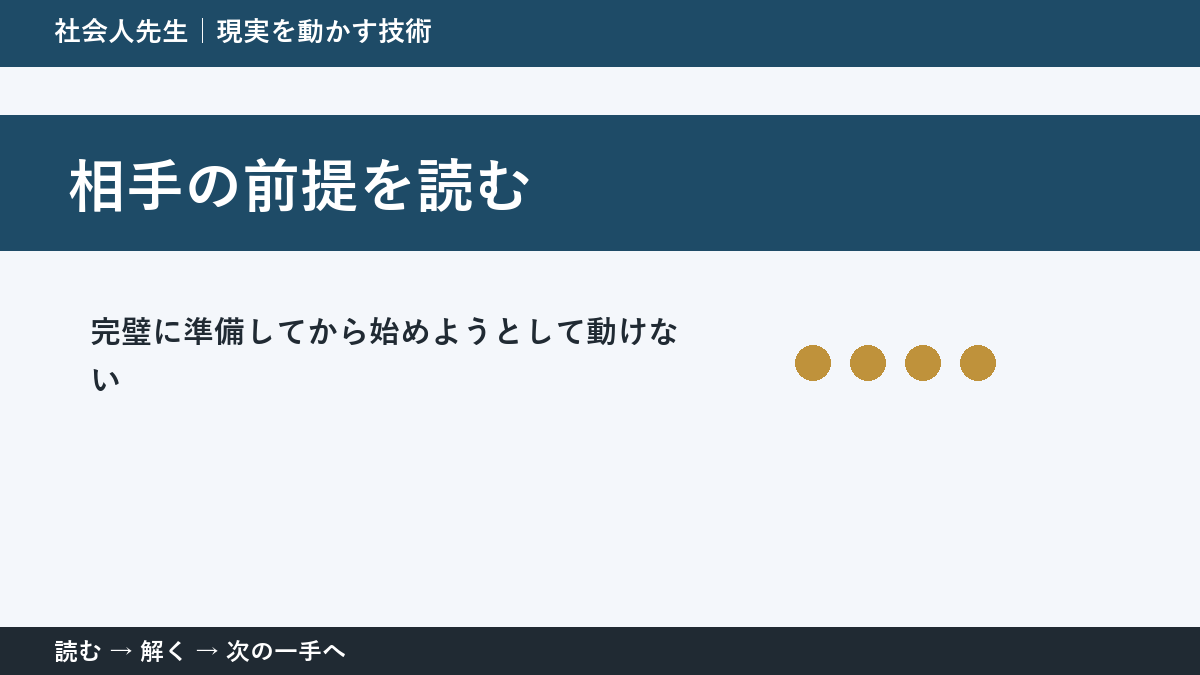 完璧に準備してから始めようとして動けないときの見方を変える｜相手の前提を読むで判断基準を取り戻す