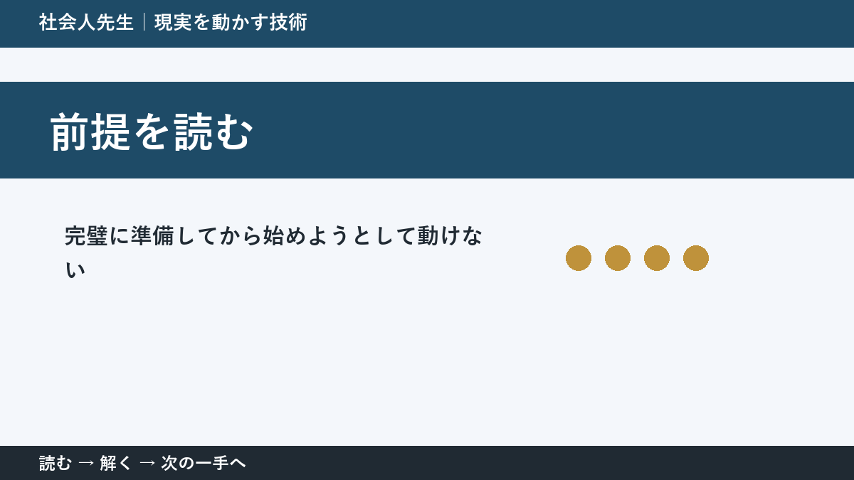 新しい企画の初動で迷ったら、答えより先に読むものがある｜前提を読む