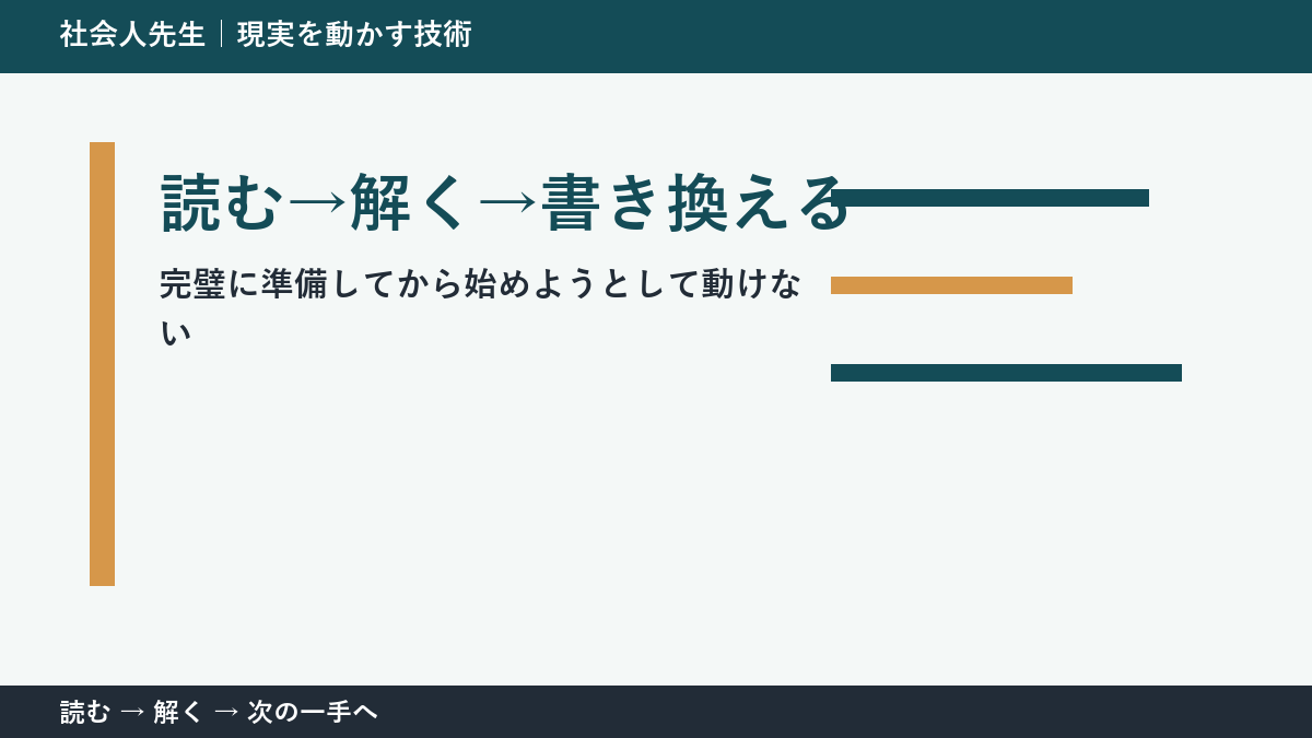 新しい企画の初動で考えが堂々巡りするとき｜読む→解く→書き換えるで出口をつくる