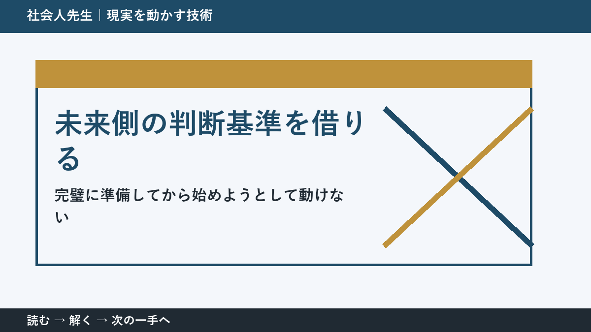 新しい企画の初動で迷ったら、答えより先に読むものがある｜未来側の判断基準を借りる