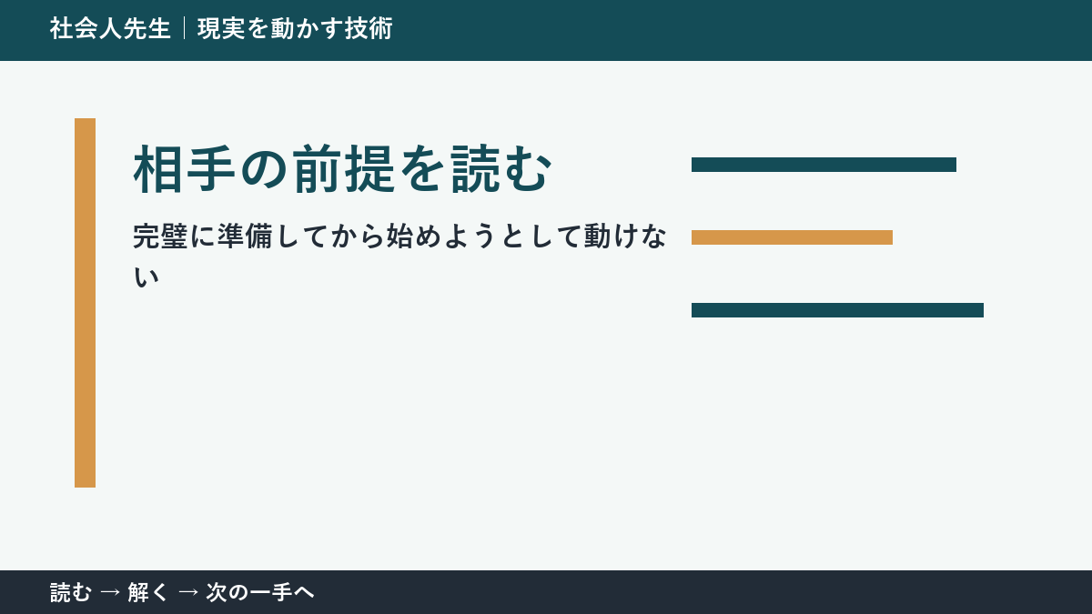 新しい企画の初動の迷いを小さくする｜相手の前提を読むで『次に確認すること』を決める