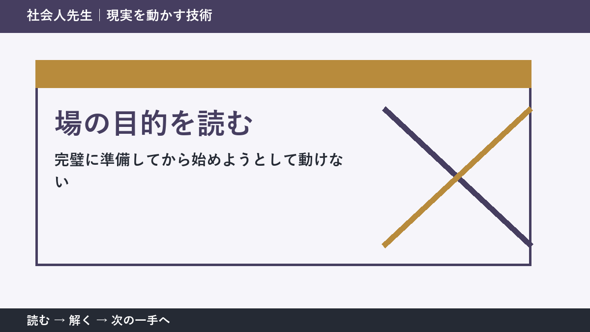 いまの見方を一度疑う｜完璧に準備してから始めようとして動けないときの場の目的を読む