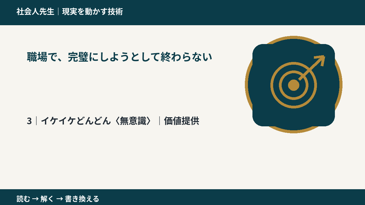 職場で、完璧にしようとして終わらないとき、気合いでなく自然に動ける状態を育てる｜価値提供
