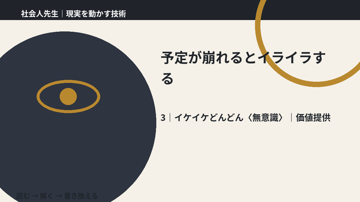 予定が崩れるとイライラするとき、気合いでなく自然に動ける状態を育てる｜価値提供