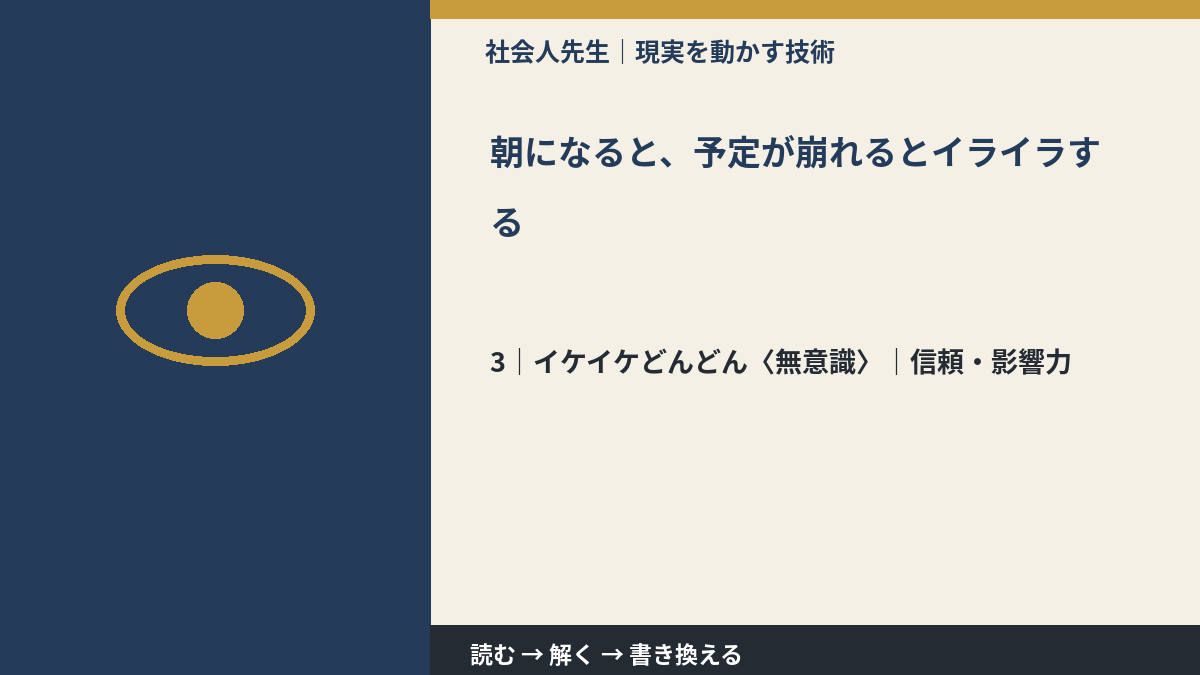 朝になると、予定が崩れるとイライラするとき、気合いでなく自然に動ける状態を育てる|信頼・影響力