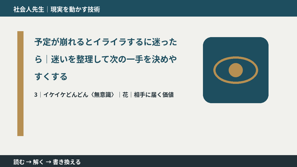 予定が崩れるとイライラするに迷ったら｜迷いを整理して次の一手を決めやすくするとき、気合いでなく自然に動ける状態を育てる｜花｜相手に届く価値