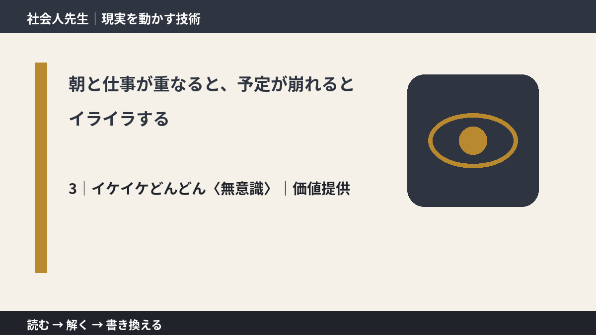 朝と仕事が重なると、予定が崩れるとイライラするとき、気合いでなく自然に動ける状態を育てる｜価値提供