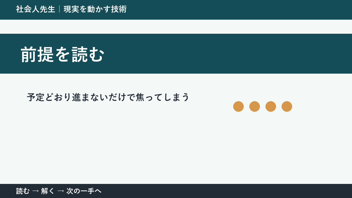 判断を急ぐほど見えなくなるもの｜予定どおり進まないだけで焦ってしまうときの前提を読む