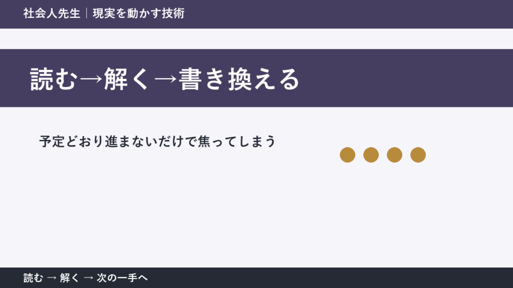 急な変更が入った日の仕事で判断が止まる理由｜読む→解く→書き換えるで見方を一段変える
