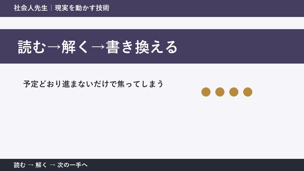 急な変更が入った日の仕事で判断が止まる理由|読む→解く→書き換えるで見方を一段変える