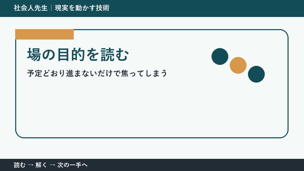 予定どおり進まないだけで焦ってしまうときの3分整理｜場の目的を読むで確認点をつくる