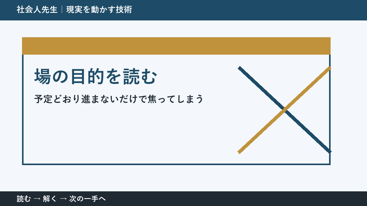 予定どおり進まないだけで焦ってしまう。その前に一つだけ読む｜場の目的を読むで判断を軽くする