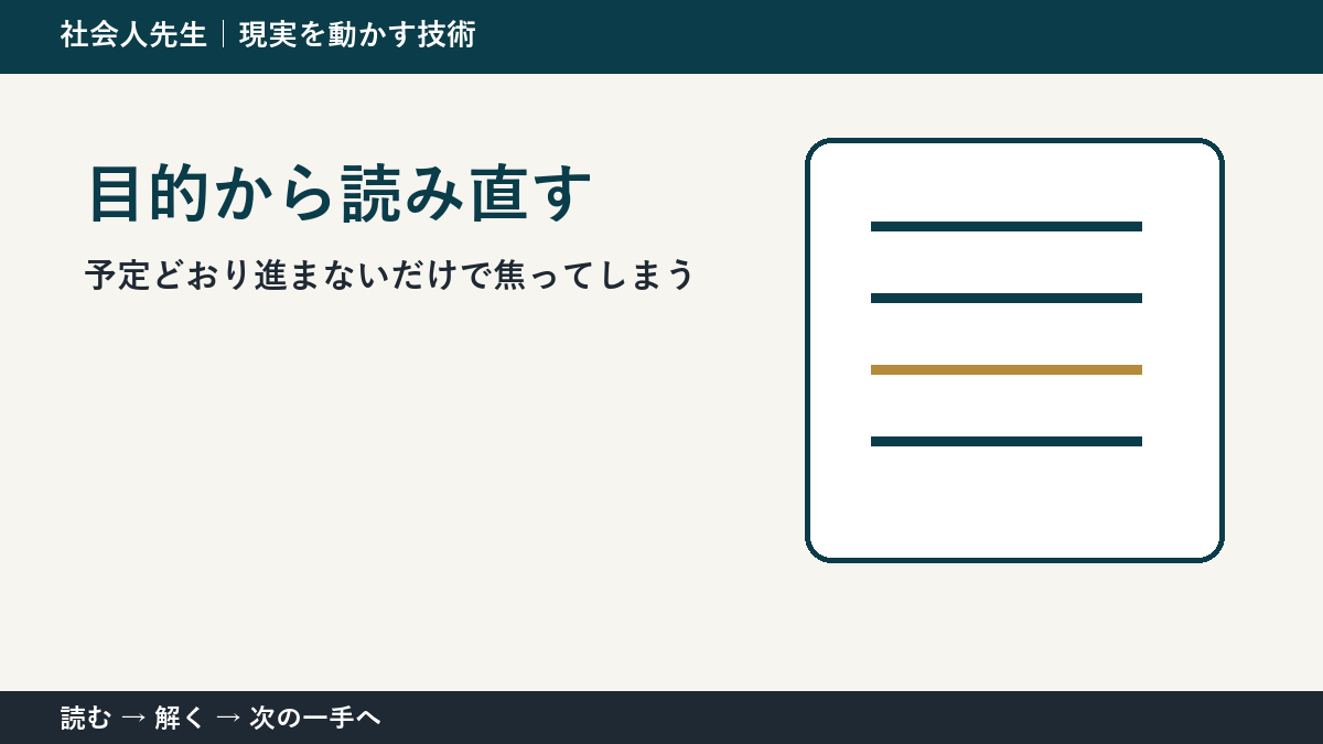 急な変更が入った日の仕事の迷いを小さくする｜目的から読み直すで『次に確認すること』を決める