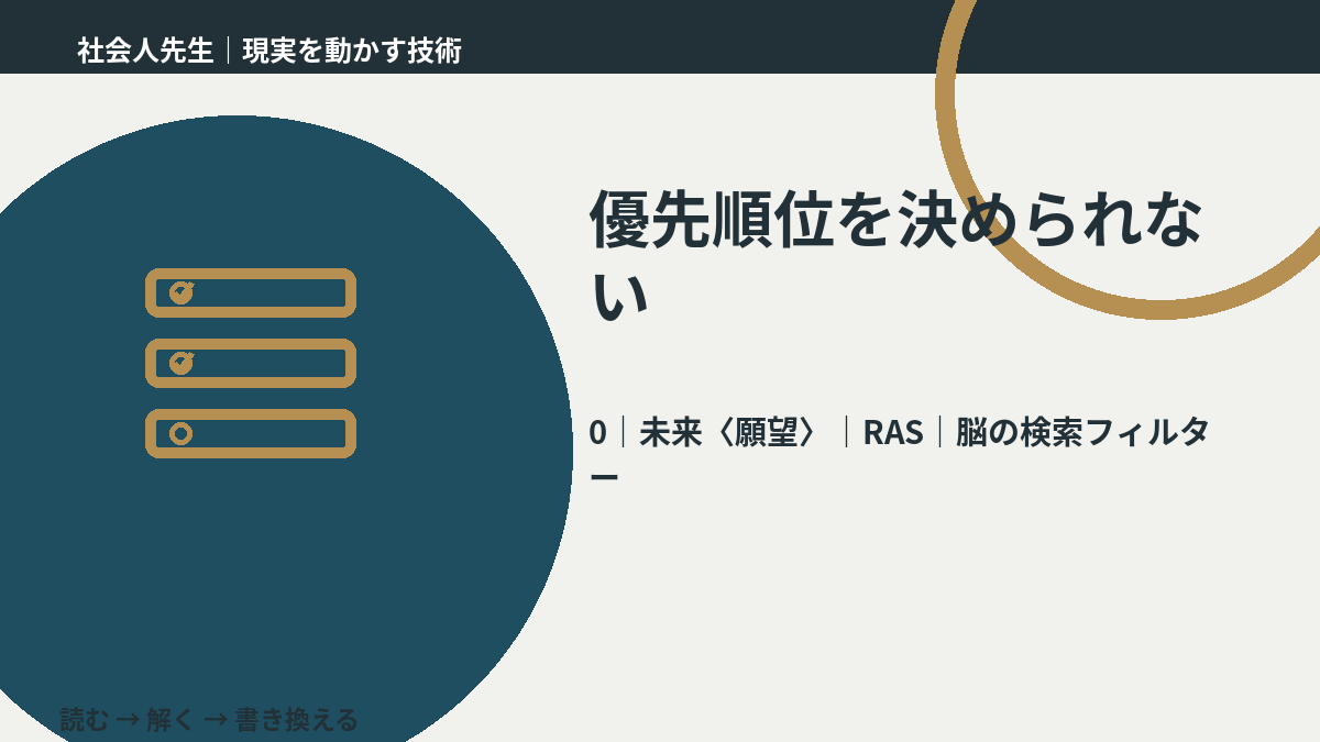 優先順位を決められないとき、未来を判断基準にするには?|RAS|脳の検索フィルター