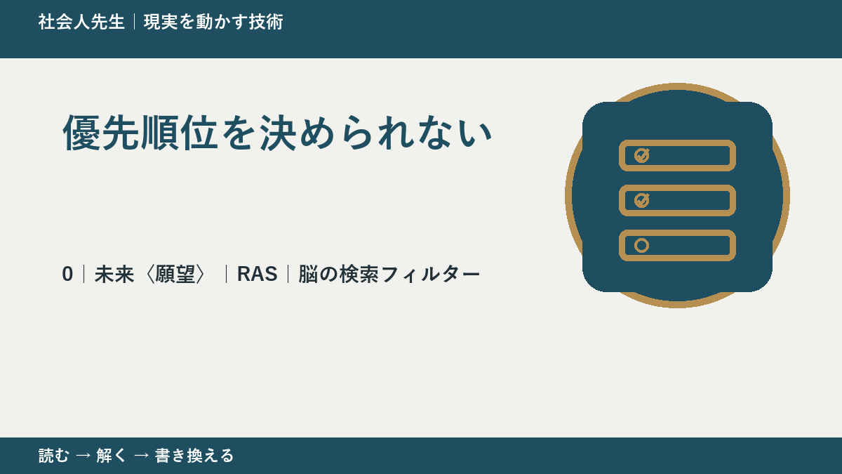 優先順位を決められないとき、未来を判断基準にするには？｜RAS｜脳の検索フィルター