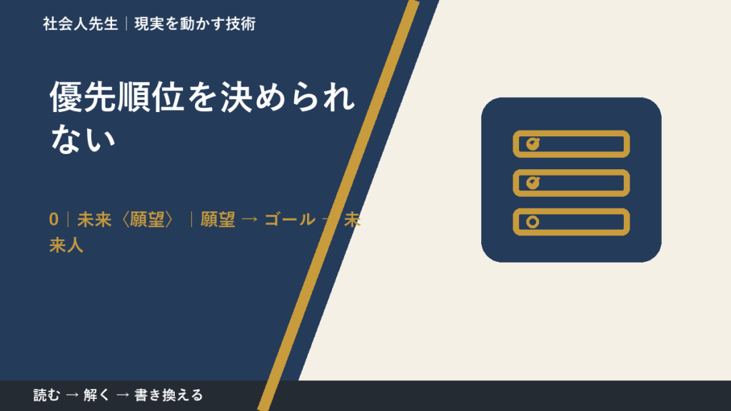 優先順位を決められないとき、未来を判断基準にするには？｜願望 → ゴール → 未来人