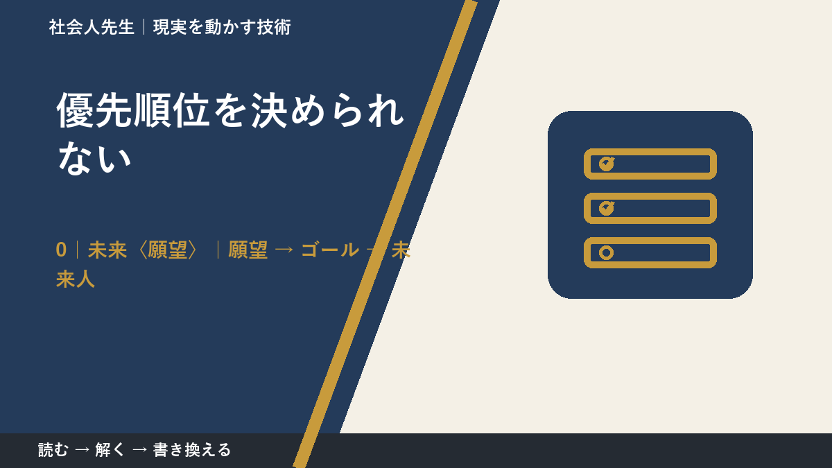優先順位を決められないとき、未来を判断基準にするには？｜願望 → ゴール → 未来人