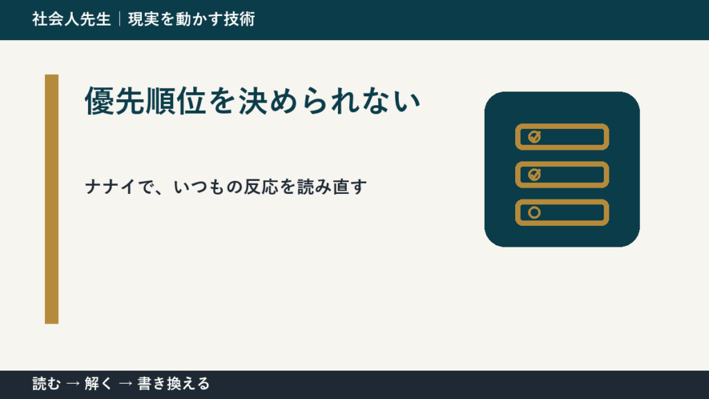優先順位を決められないとき、何を見落としている？｜ナナイ｜役割