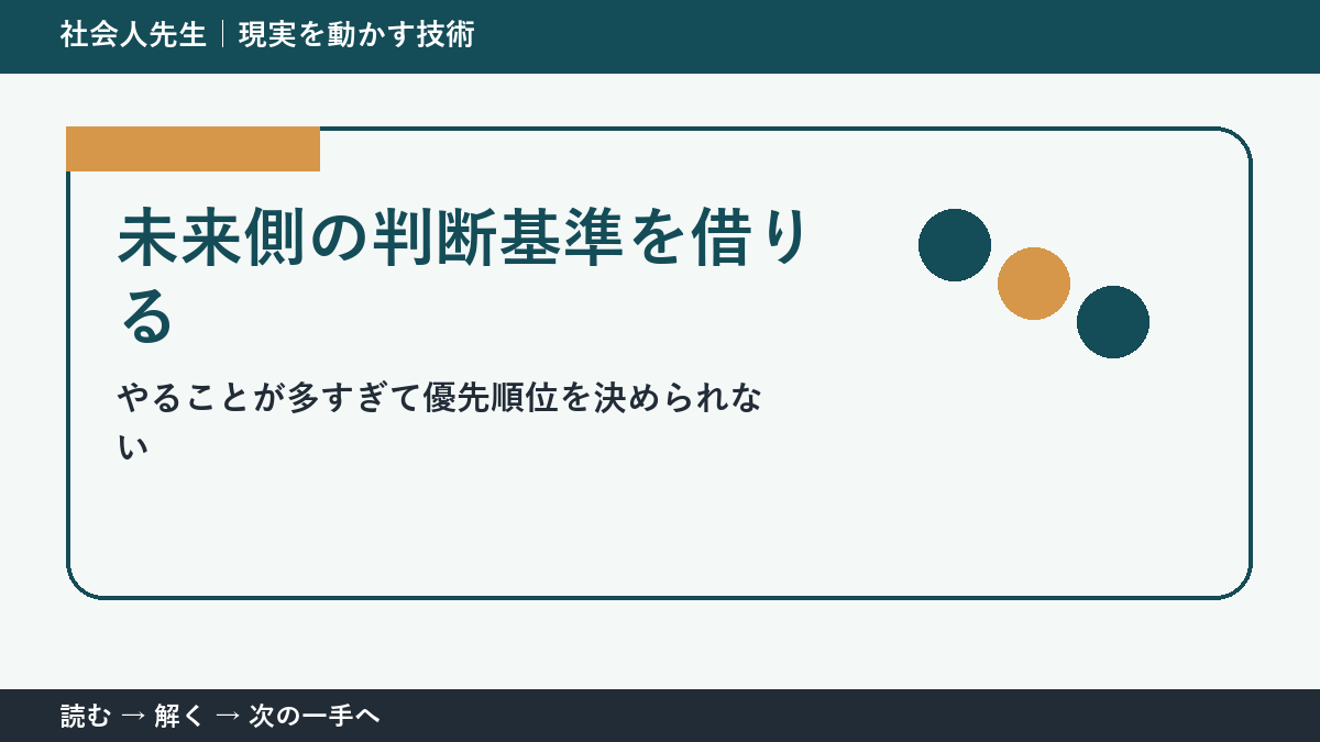 やることが多すぎて優先順位を決められないときの見方を変える｜未来側の判断基準を借りるで判断基準を取り戻す