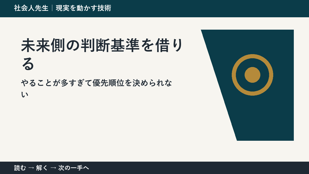 答えを増やしても決まらないとき｜未来側の判断基準を借りるで問いを置き直す