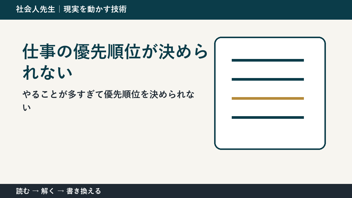 締切が重なると優先順位を決められない｜仕事を一つに絞る判断基準
