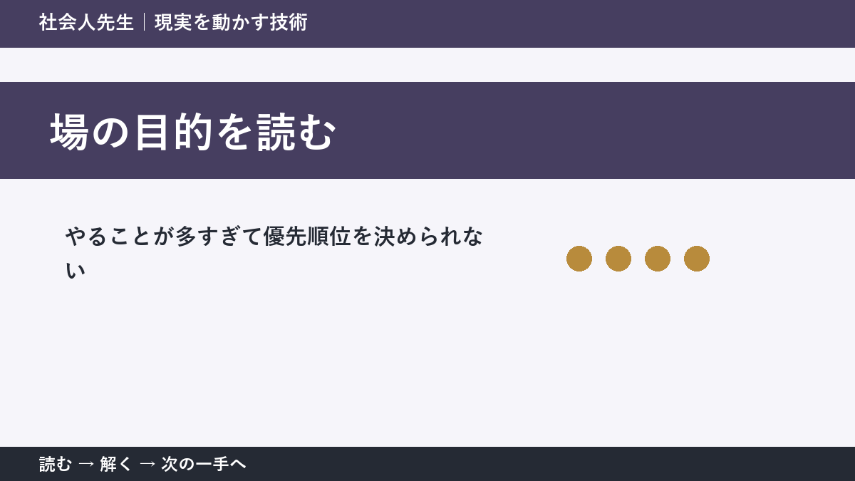 やることが多すぎて優先順位を決められないときの見方を変える｜場の目的を読むで判断基準を取り戻す