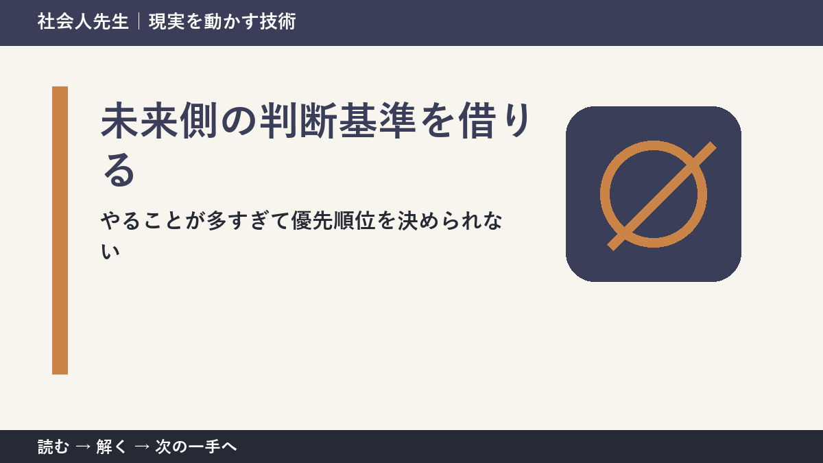 午前中の仕事整理で迷ったら、答えより先に読むものがある｜未来側の判断基準を借りる