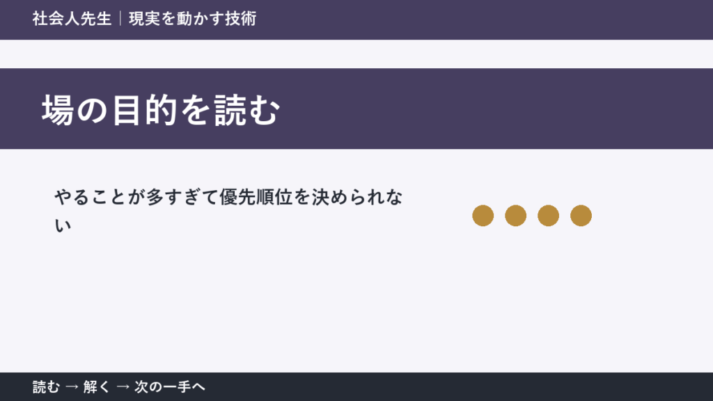 午前中の仕事整理で迷ったら、答えより先に読むものがある｜場の目的を読む