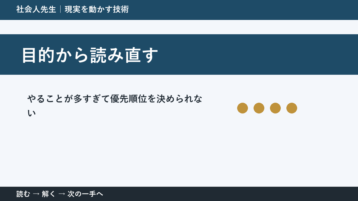 その迷い、本当に『答え不足』？｜目的から読み直すで前提から読み直す