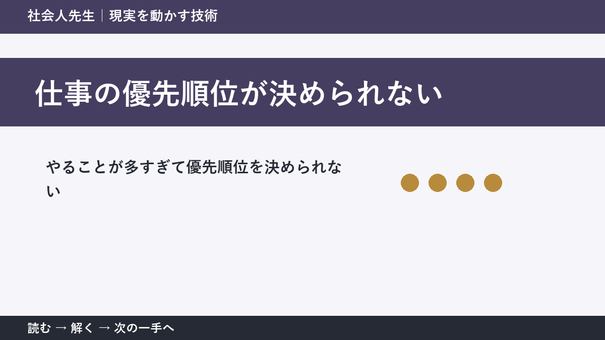 仕事の優先順位が決められないとき｜3つの締切を整理する考え方