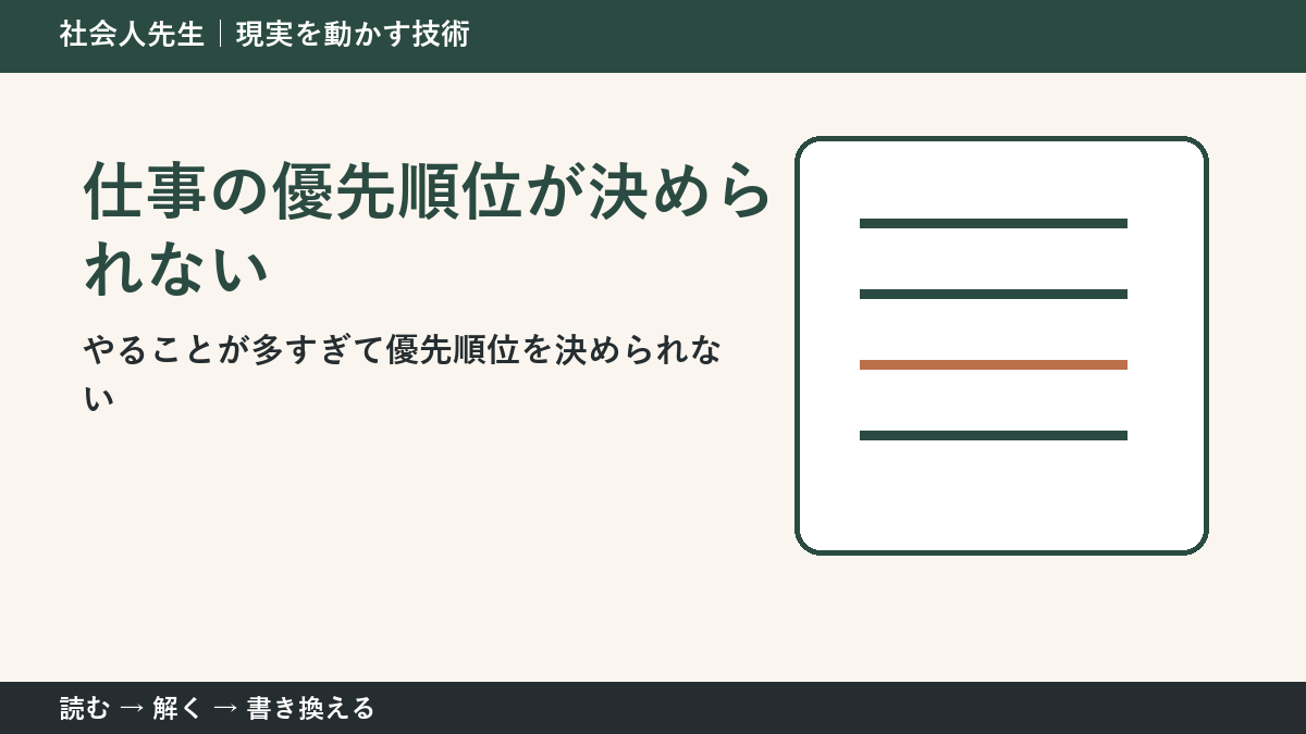 仕事の優先順位が決められないとき｜3つの締切を整理する考え方