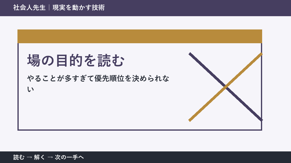 やることが多すぎて優先順位を決められないとき、何を先に確かめる？｜場の目的を読むの実践
