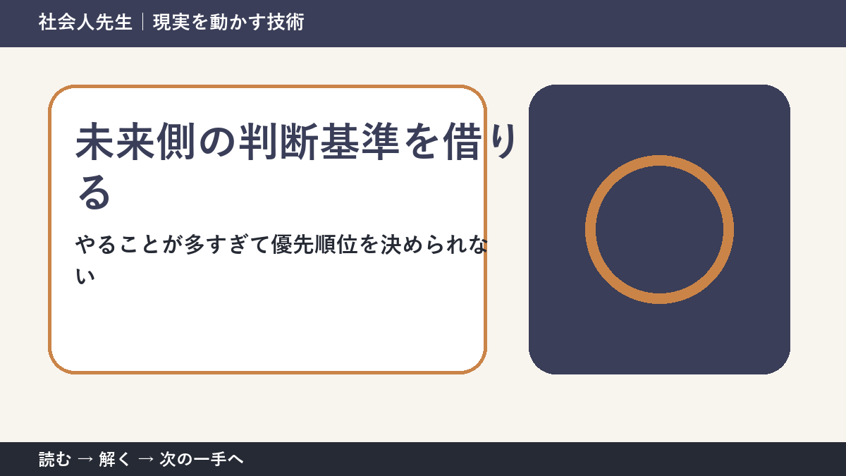 やることが多すぎて優先順位を決められないときの見方を変える｜未来側の判断基準を借りるで判断基準を取り戻す