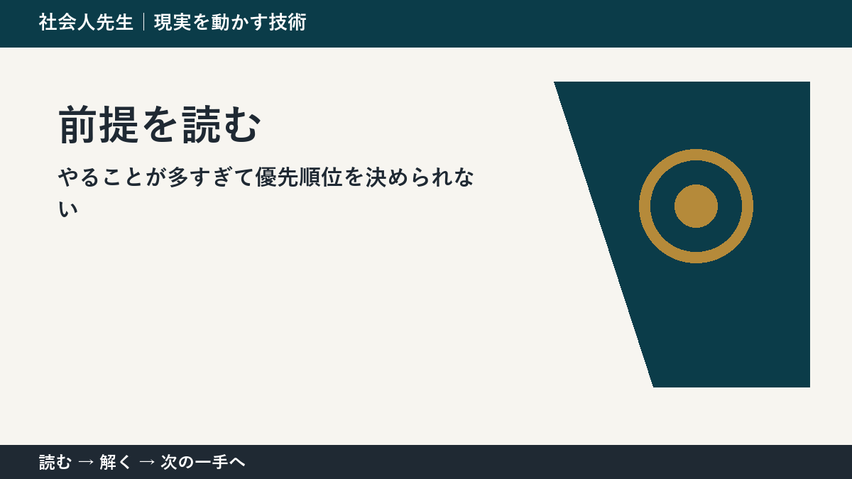判断を急ぐほど見えなくなるもの｜やることが多すぎて優先順位を決められないときの前提を読む