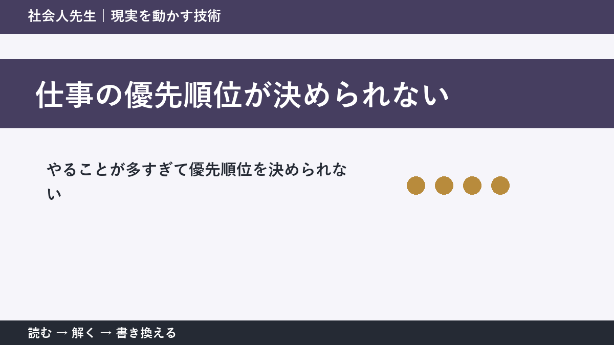 締切が重なると優先順位を決められない｜仕事を一つに絞る判断基準