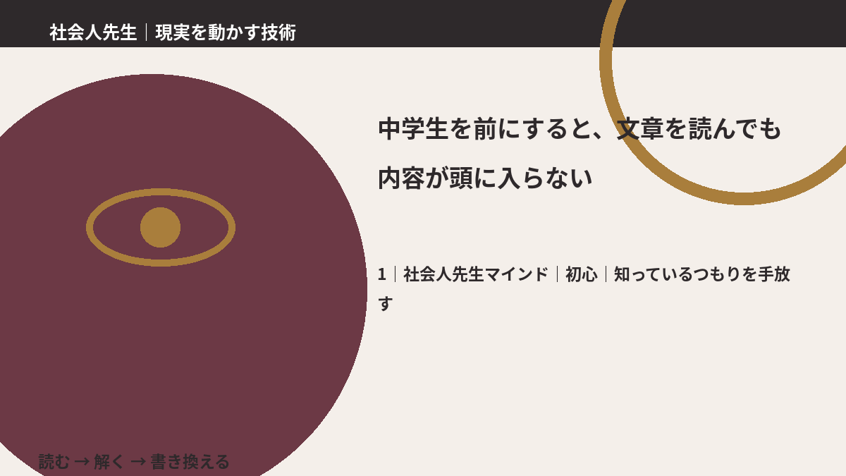 中学生を前にすると、文章を読んでも内容が頭に入らないとき、自分の見方だけで決めないために｜初心｜知っているつもりを手放す