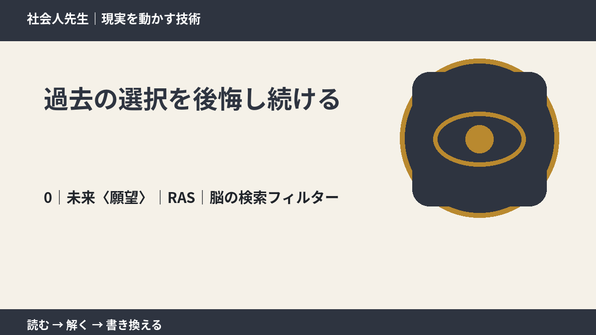 過去の選択を後悔し続けるとき、未来を判断基準にするには?|RAS|脳の検索フィルター