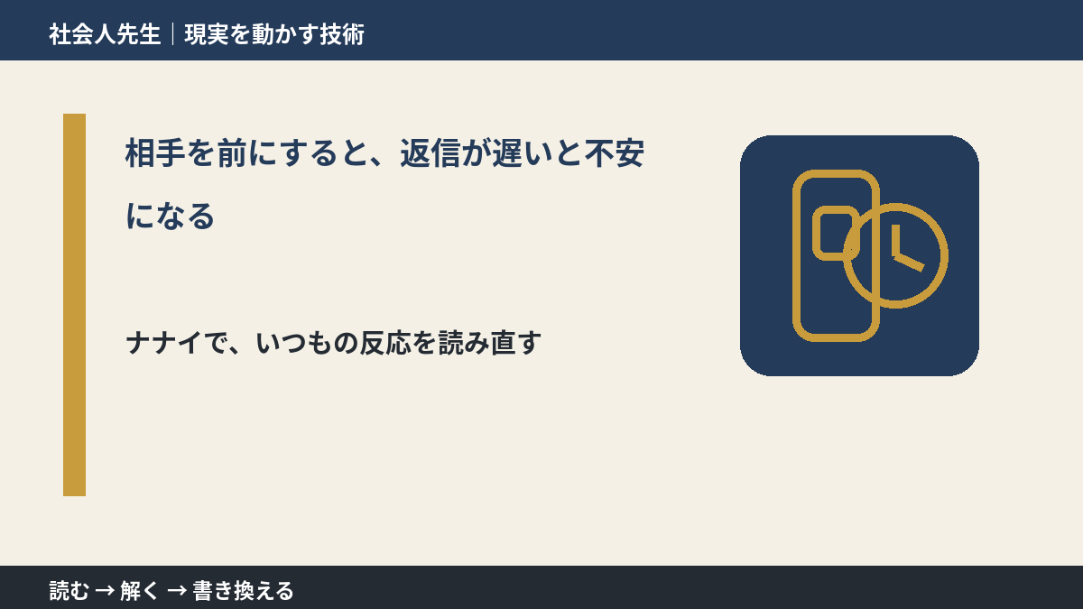 相手を前にすると、返信が遅いと不安になるとき、どうする？｜事実と解釈を分ける