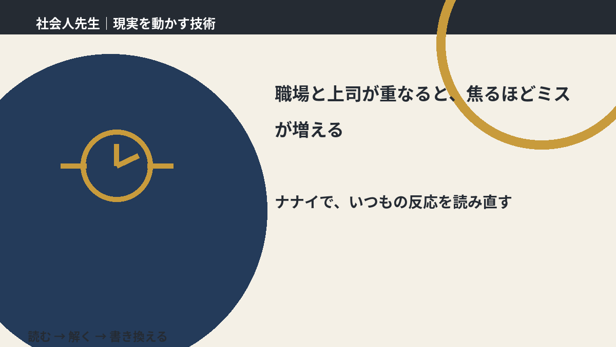 職場と上司が重なると、焦るほどミスが増えるとき、どうする？｜事実と解釈を分ける