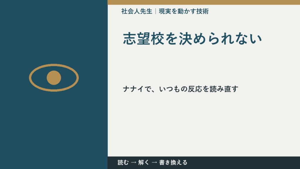 志望校を決められない｜まず分けたい事実と前提
