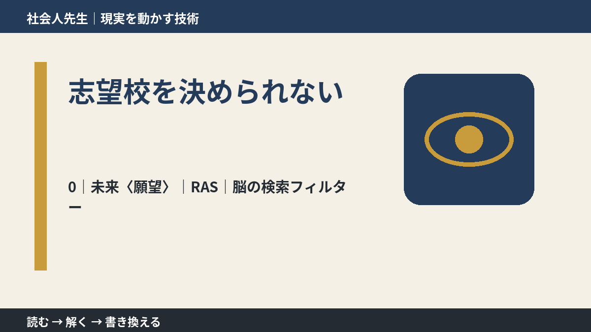 志望校を決められないとき、未来を判断基準にするには？｜RAS｜脳の検索フィルター