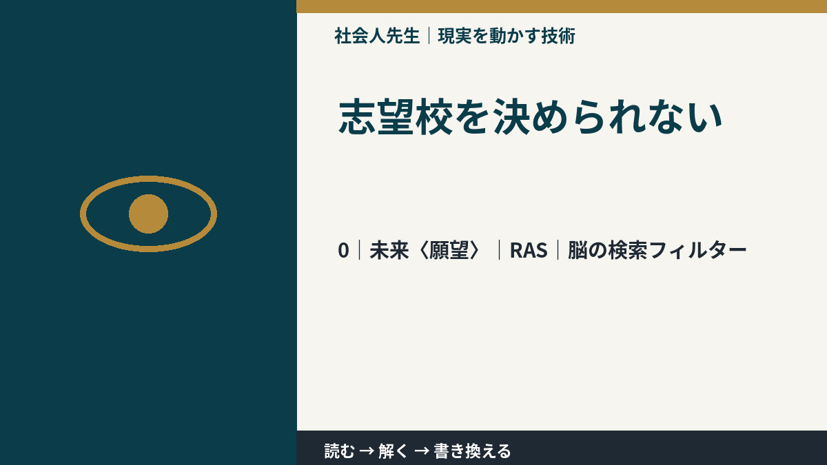 志望校を決められないとき、未来を判断基準にするには？｜RAS｜脳の検索フィルター