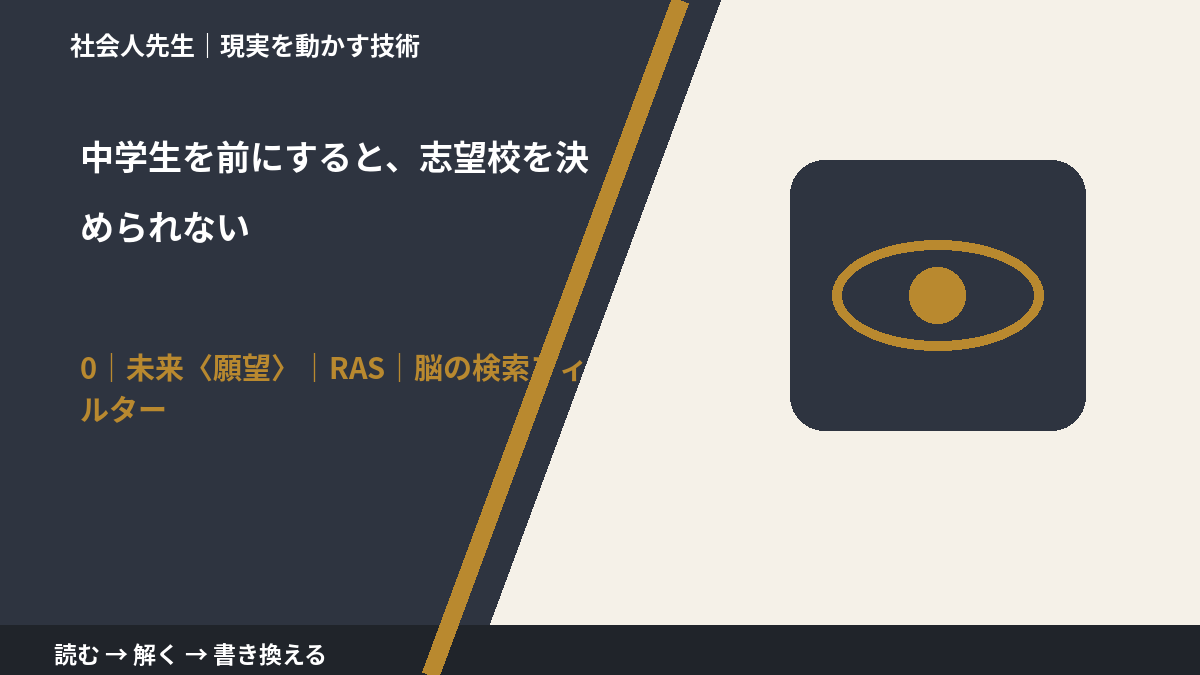 中学生を前にすると、志望校を決められないとき、未来を判断基準にするには?|RAS|脳の検索フィルター