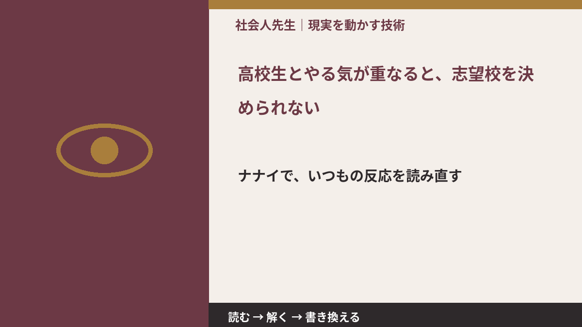高校生とやる気が重なると、志望校を決められないとき、どうする?|事実と解釈を分ける