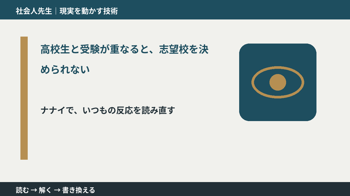 高校生と受験が重なると、志望校を決められないとき、どうする?|事実と解釈を分ける