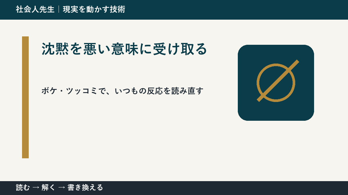 沈黙を悪い意味に受け取る｜ボケ・ツッコミで次の一手までほどく｜時間軸