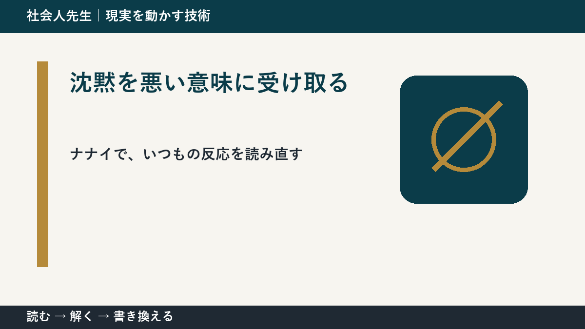 沈黙を悪い意味に受け取るとき、まず分けたい事実と解釈｜ナナイ｜相手の前提