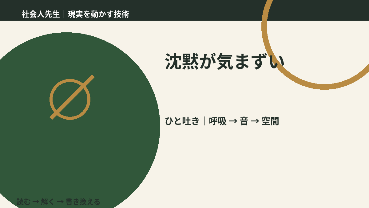 沈黙が気まずいとき、まず何を整える?|ひと吐きから戻る